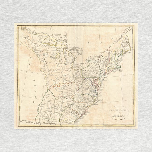 Vintage Map of Early America (1799) by Bravuramedia